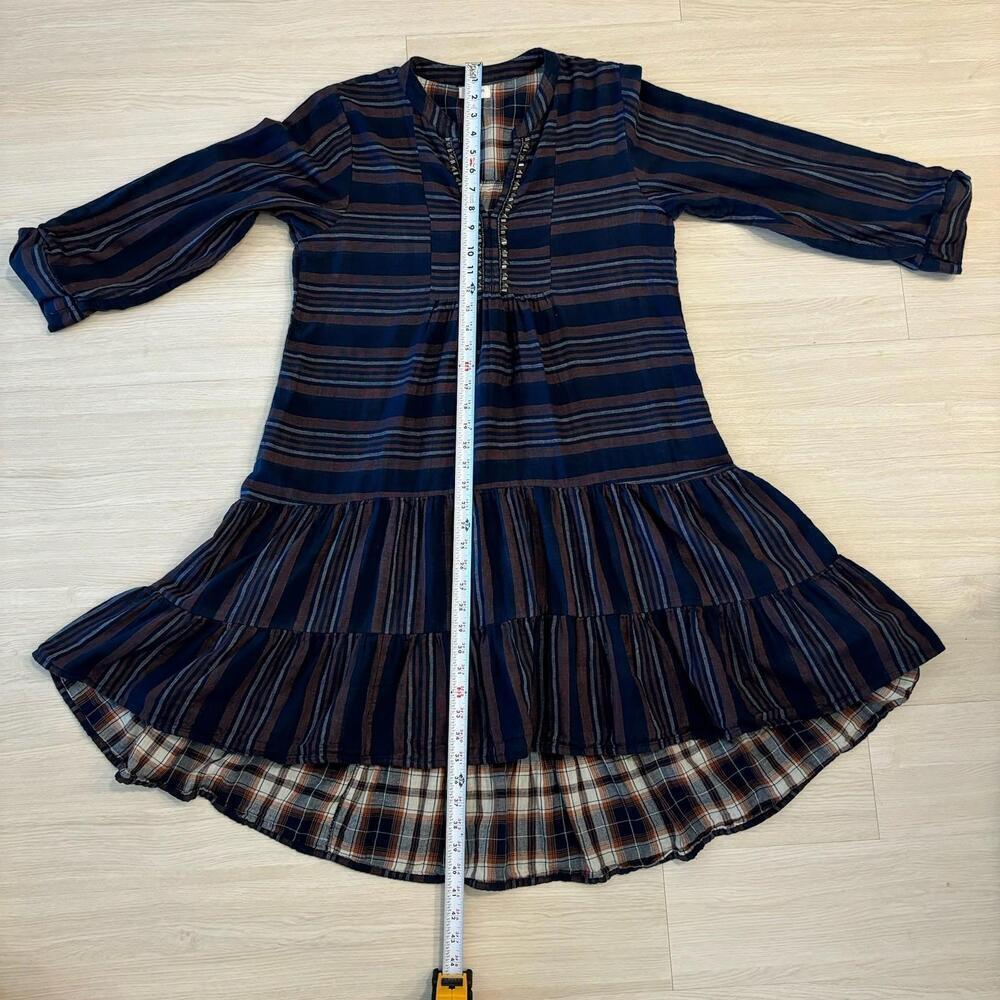 Women’s World Market Striped Plaid Dress Size S/M - Boho Bohemian 100% Cotton - Picture 7 of 7